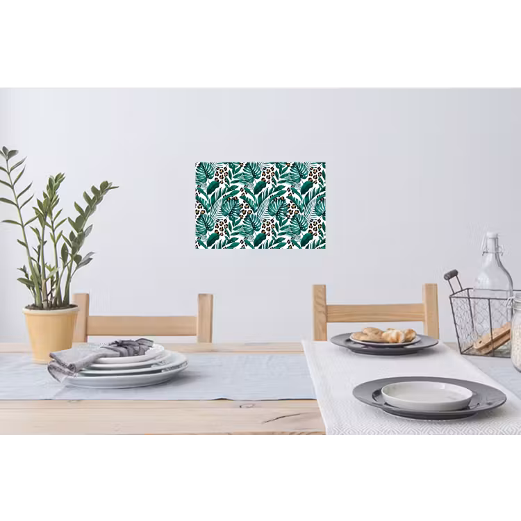 Dierenprint - Panter - Bladeren - Tropisch - Jungle Muursticker klein -eettafel