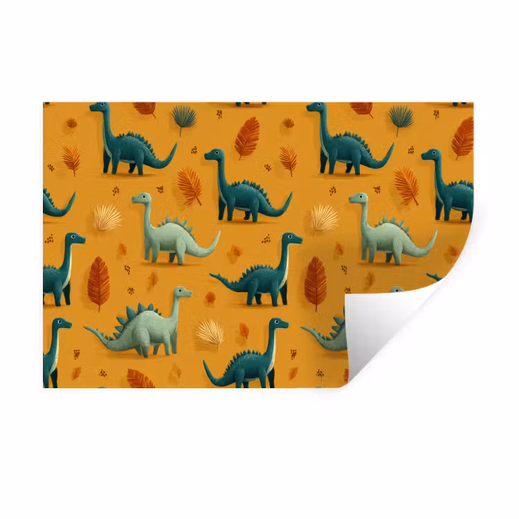 Dinosaurussen - Stekels - Herfstbladeren - Bruin Muursticker klein -3d