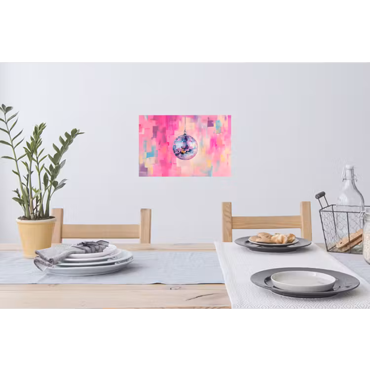 Discobal - Pink - Verf Muursticker klein -eettafel