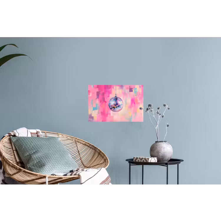 Discobal - Pink - Verf Muursticker klein -plant