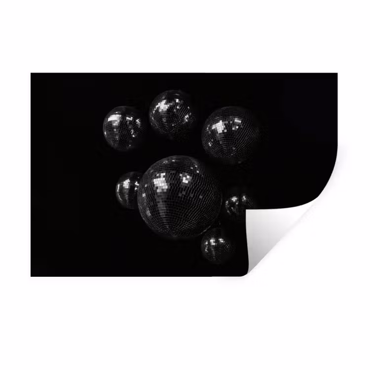 Discoballen - Minimalistisch - Zwart Muursticker klein -3d
