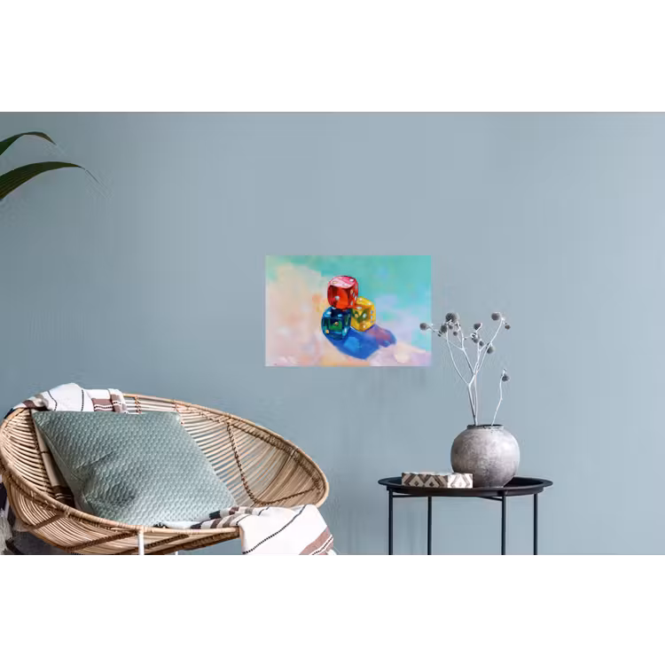 Dobbelstenen - Kleurrijk - Getallen - Stipjes Muursticker klein -plant
