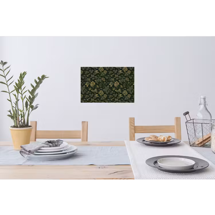 Donker - Groen - Goud - Botanisch Muursticker klein 286 -eettafel