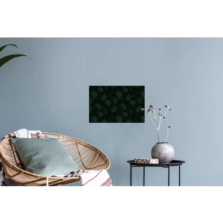 Donker - Groen - Hopbellen - Botanisch - Illustratie Muursticker klein 286 -plant