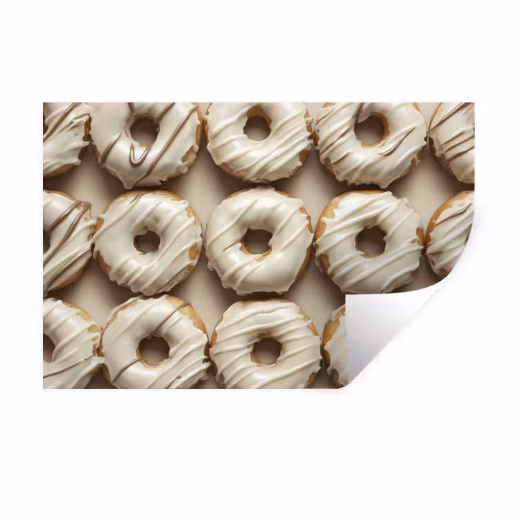 Donuts - Chocolade - Wit - Beige Muursticker klein -3d