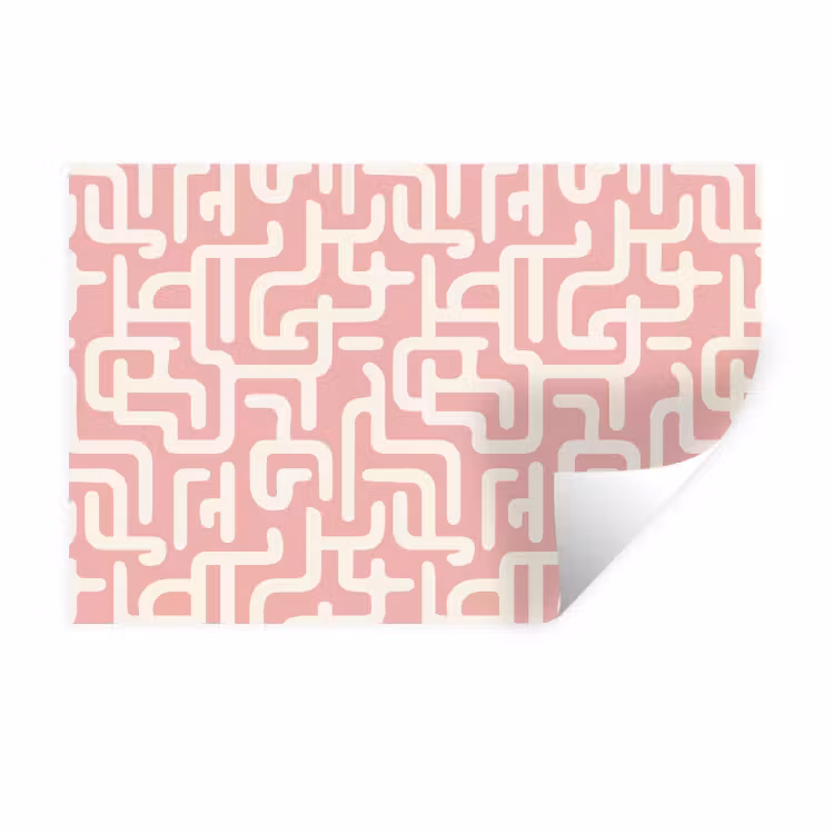 Doolhofpatroon - Roze - Wit - Abstract Muursticker klein 286 -3d
