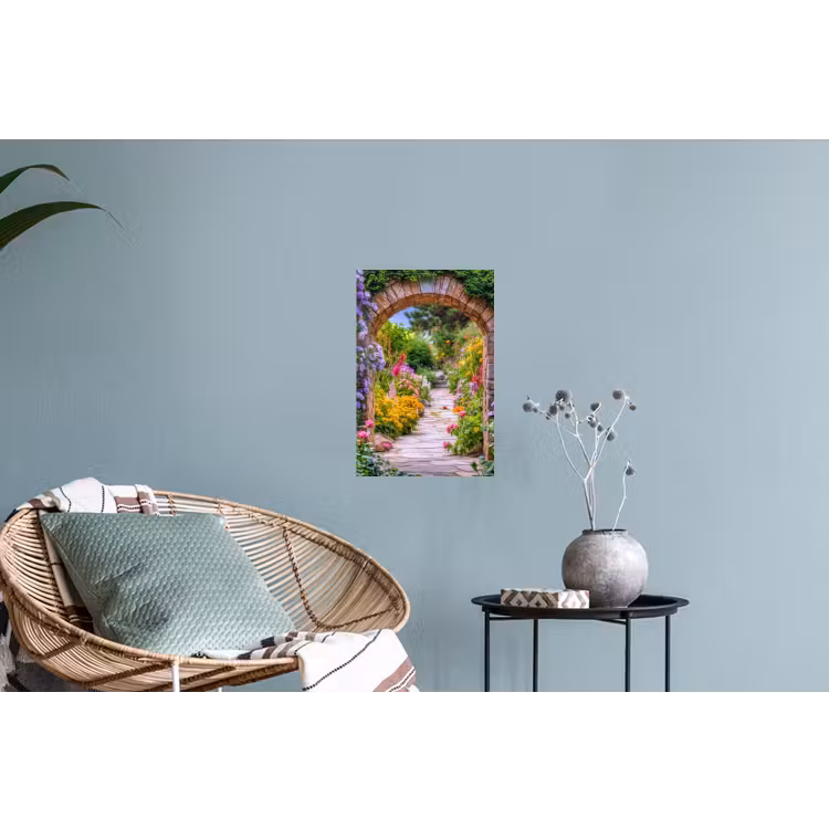 Doorkijk - Bloemen - Pad - Natuur Muursticker klein -plant
