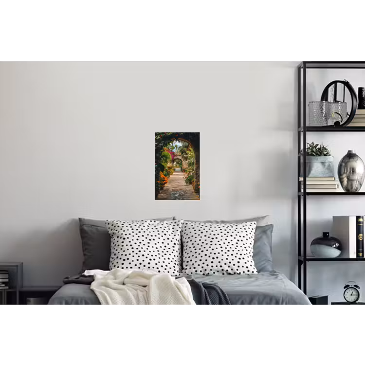Doorkijk - Bloemen - Poort - Stenen Muursticker klein -slaapkamer