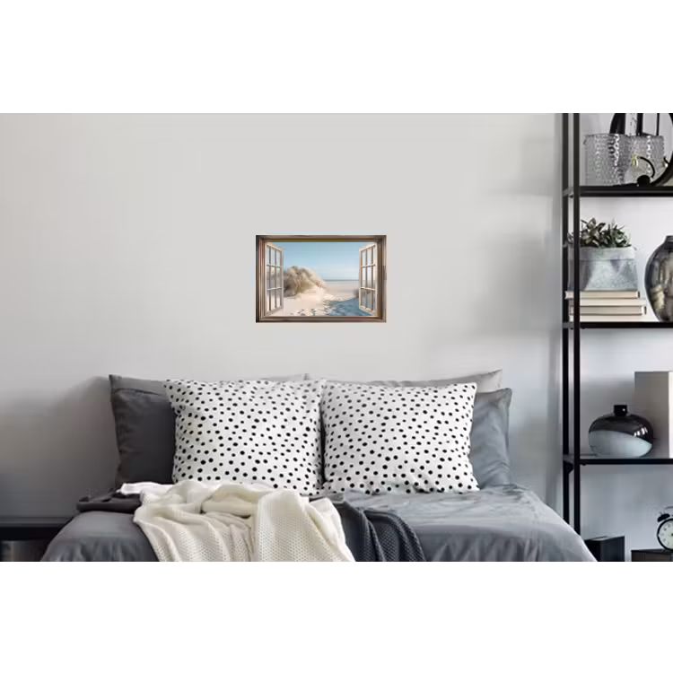 Doorkijk - Helmgras - Duinen - Zee - Landschap Muursticker klein -slaapkamer