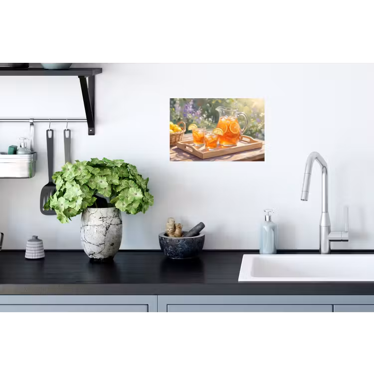 Drank - Citroen - Zomer - Tuin - Geel Muursticker klein -keuken