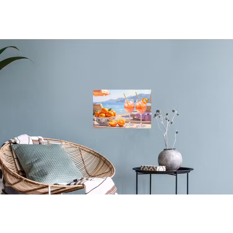 Drank - Glazen - Strand - Zomer - Oranje Muursticker klein -plant