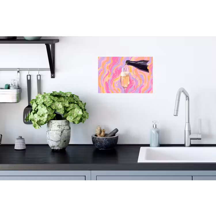Drank - Inschenken - Feest - Abstract - Roze Muursticker klein -keuken