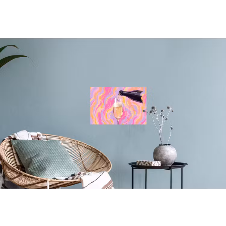 Drank - Inschenken - Feest - Abstract - Roze Muursticker klein -plant