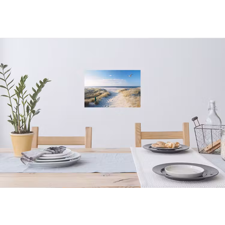 Duin - Meeuw - Strand - Zee - Zon Muursticker klein -eettafel