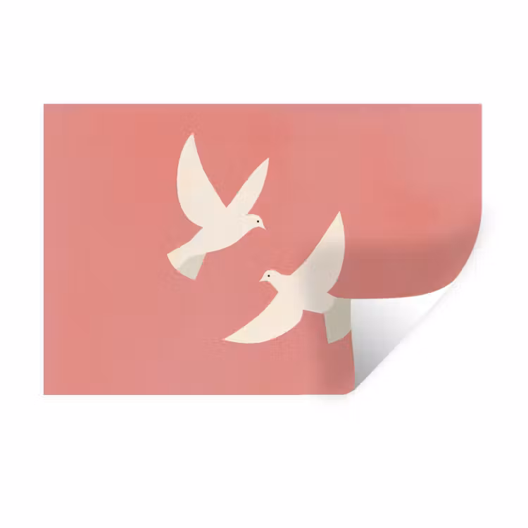 Duiven - Wit - Sierlijk Muursticker klein -3d
