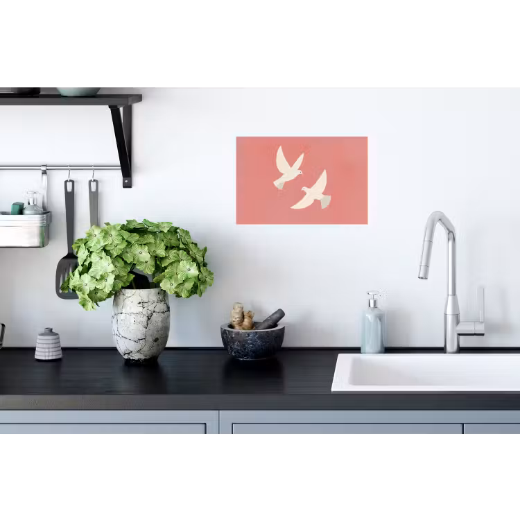 Duiven - Wit - Sierlijk Muursticker klein -keuken