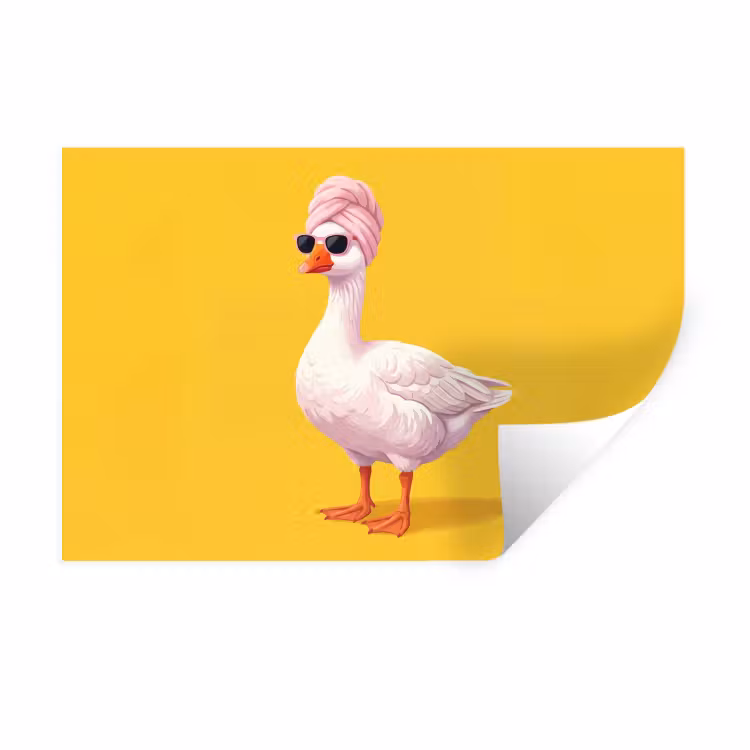 Eend - Zonnebril - Geel Muursticker klein -3d