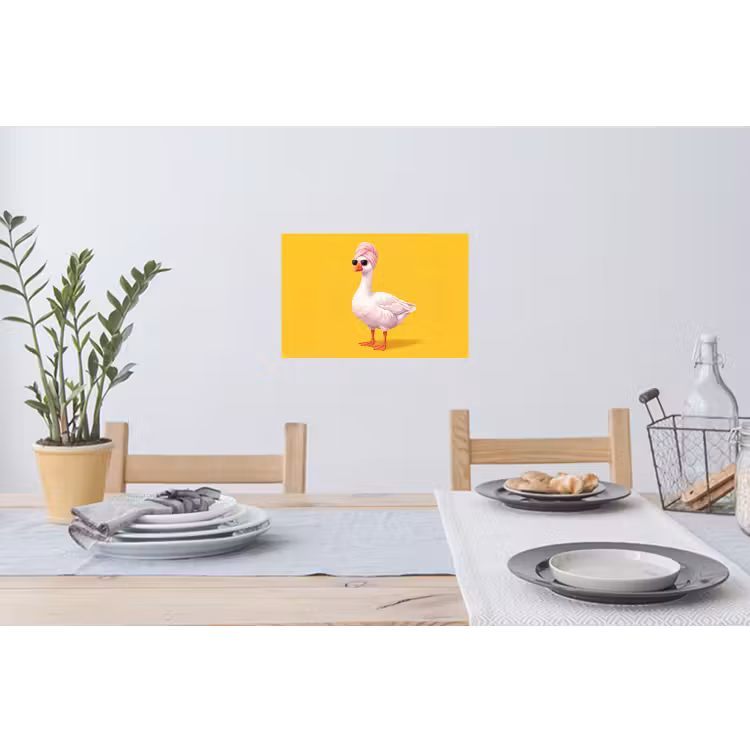 Eend - Zonnebril - Geel Muursticker klein -eettafel