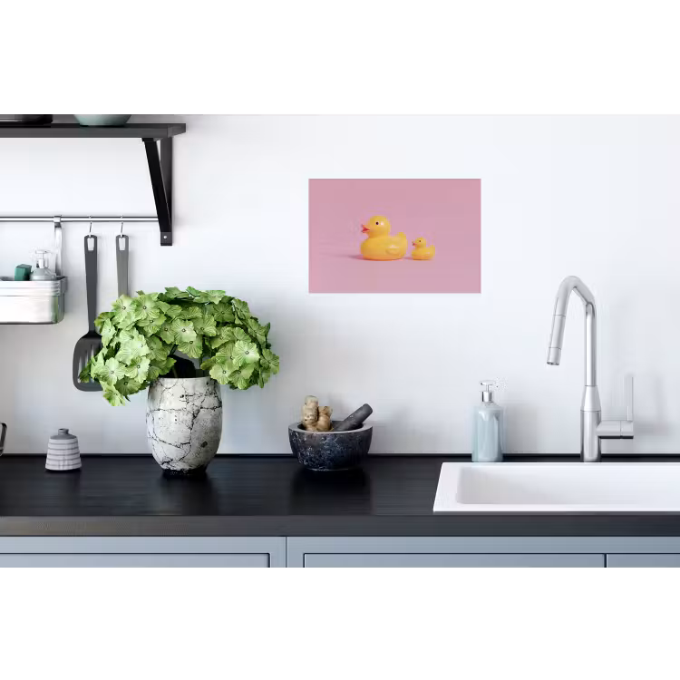 Eendjes - Vrolijk - Roze Muursticker klein -keuken