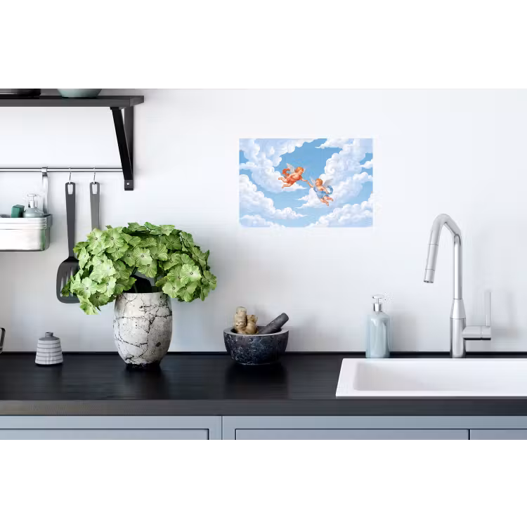 Engel - Vliegend - Klassiek - Blauw Muursticker klein -keuken