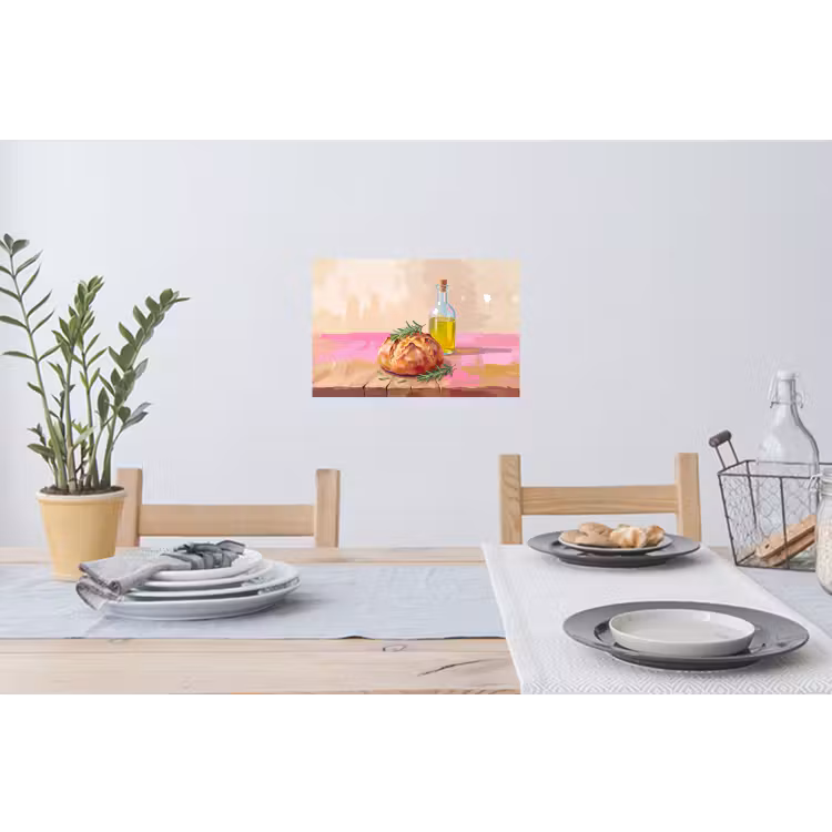 Eten - Brood - Olijfolie - Abstract - Keuken Muursticker klein -eettafel