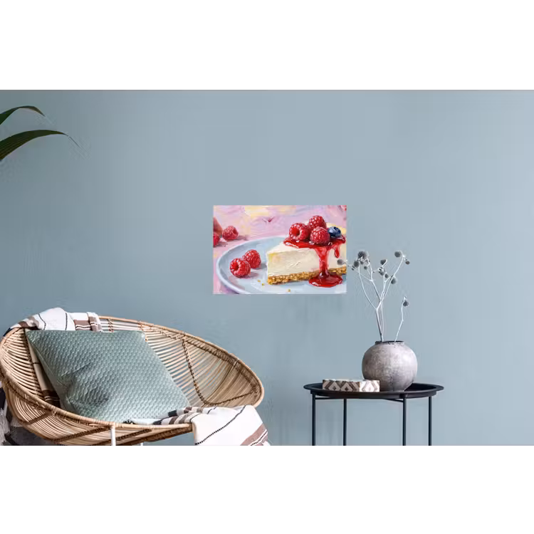 Eten - Cheesecake - Bessen - Abstract - Roze Muursticker klein -plant