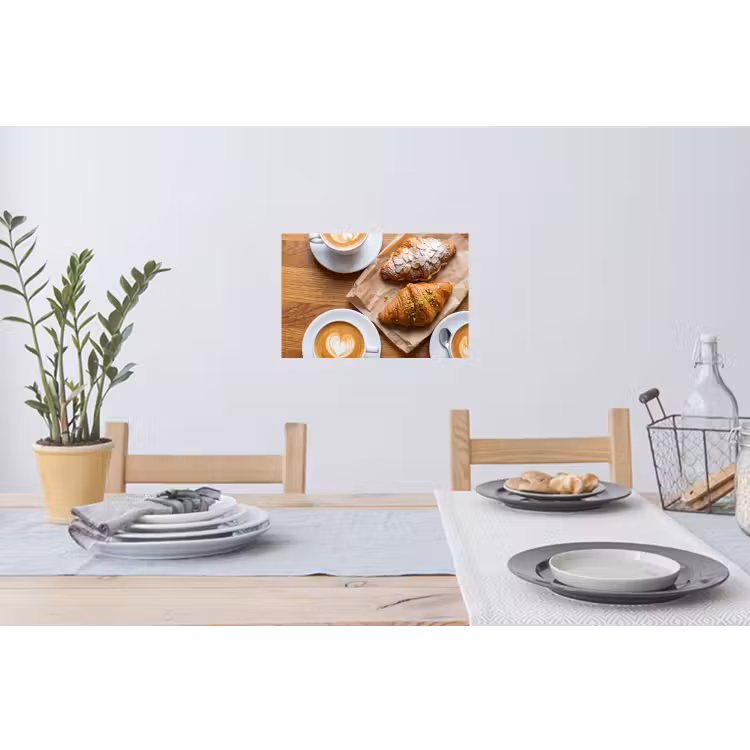 Eten - Croissant - Koffie - Ontbijt - Modern Muursticker klein -eettafel