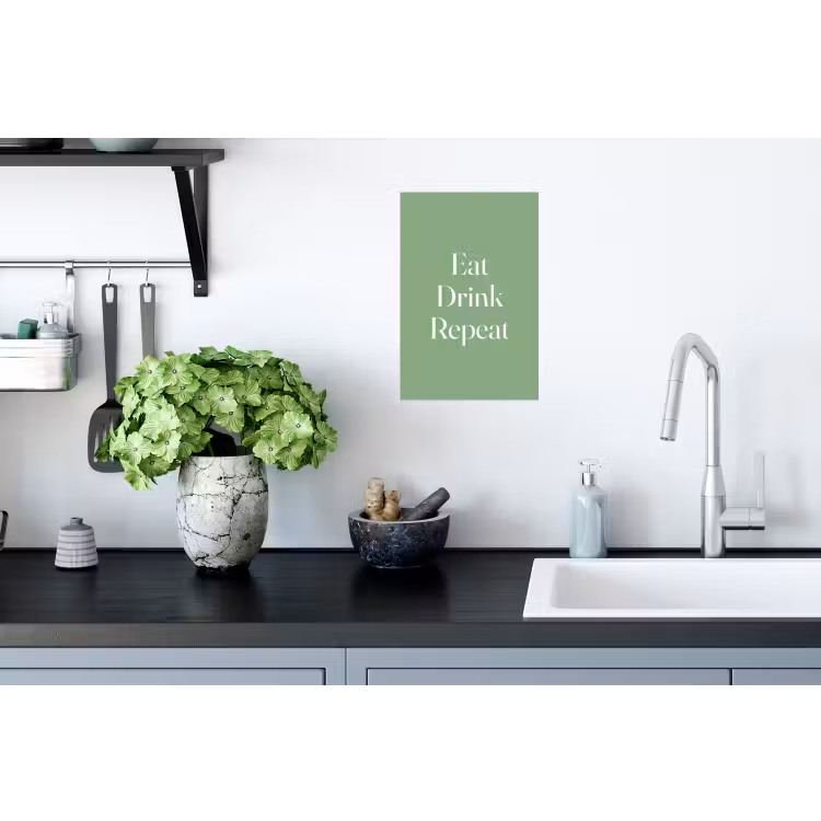 Eten - Drinken - Tekst - Mintgroen Muursticker klein -keuken