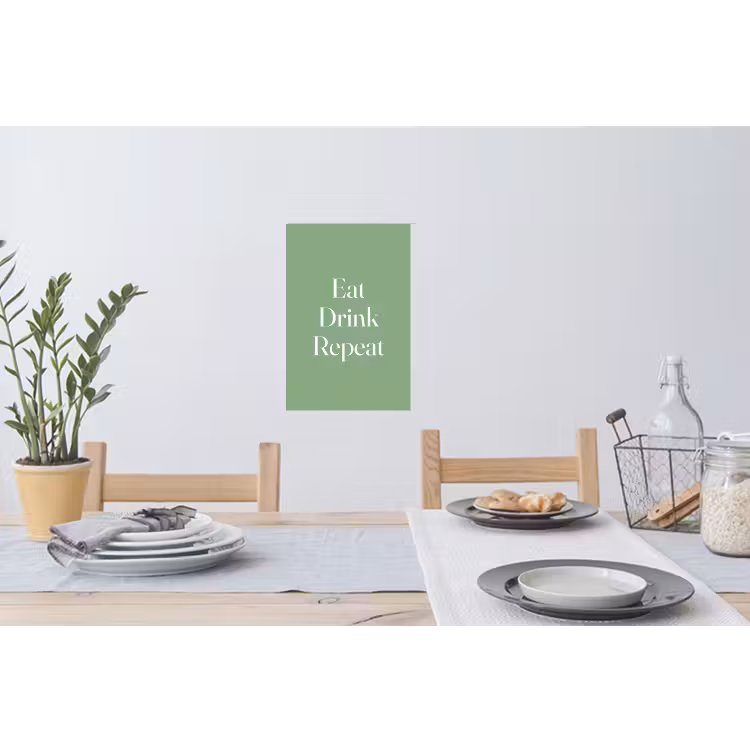 Eten - Drinken - Tekst - Mintgroen Muursticker klein -eettafel