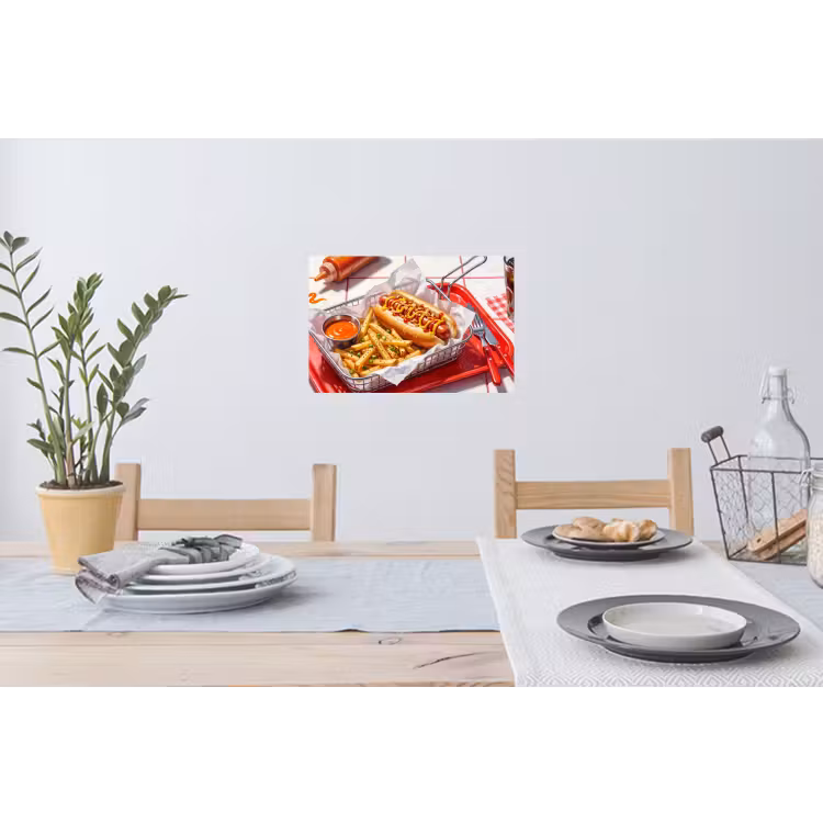 Eten - Hotdog - Fastfood - Modern - Rood Muursticker klein -eettafel