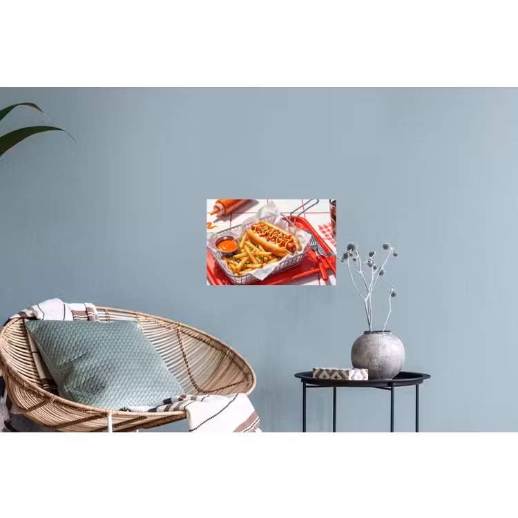 Eten - Hotdog - Fastfood - Modern - Rood Muursticker klein -plant