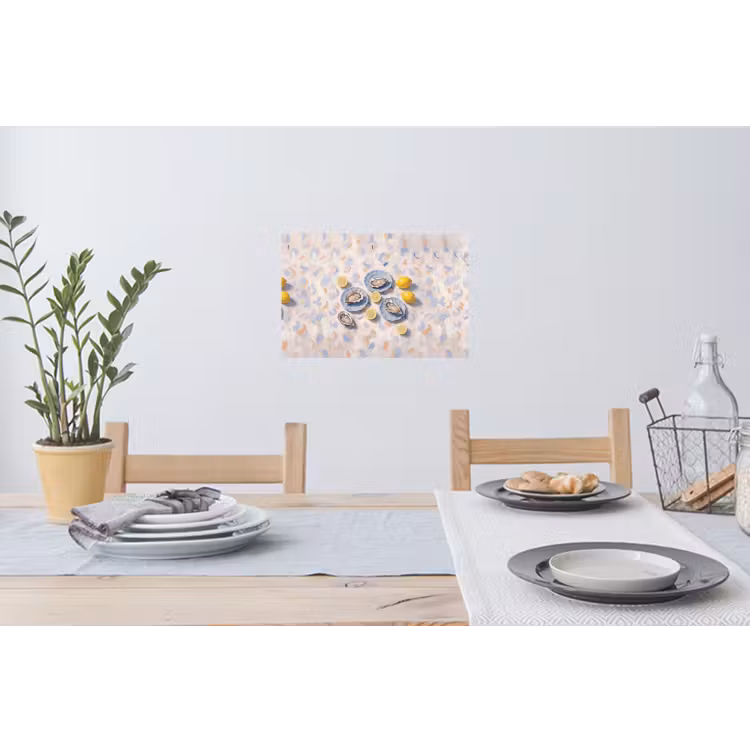 Eten - Oesters - Citroenen - Modern - Geel Muursticker klein -eettafel