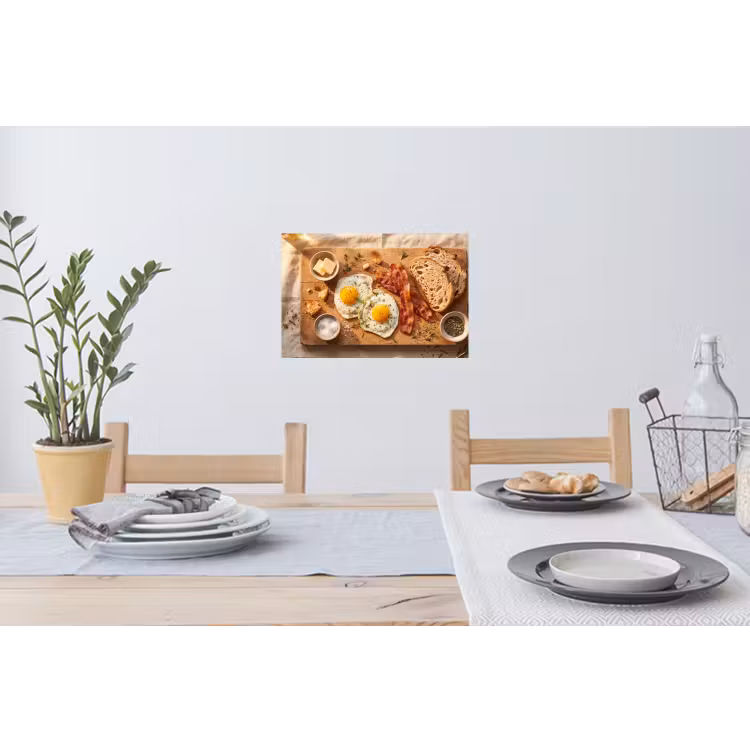 Eten - Ontbijt - Hout - Rustiek - Geel Muursticker klein -eettafel