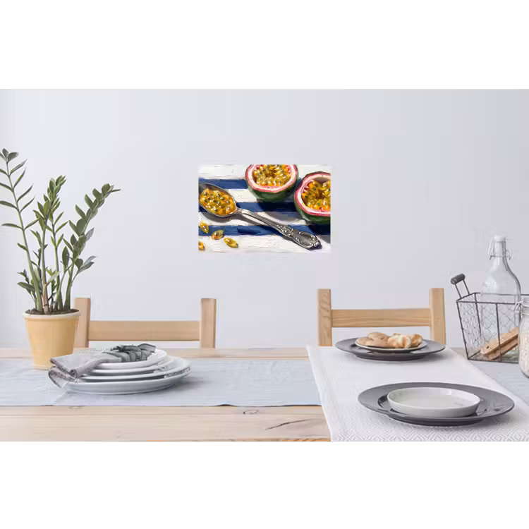 Eten - Passievrucht - Tropisch - Modern - Kleurrijk Muursticker klein -eettafel