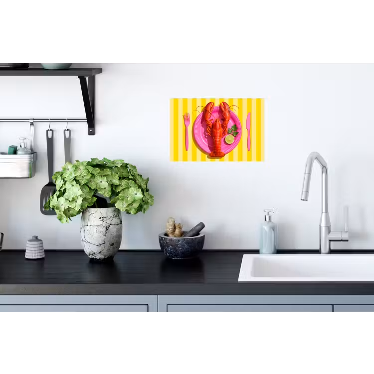 Eten - Roze - Geel - Modern - Culinaire Muursticker klein -keuken