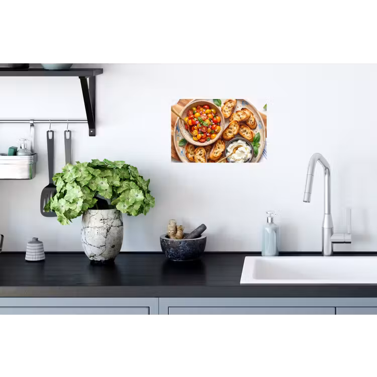 Eten - Tomaat - Brood - Kleurrijk - Keuken Muursticker klein -keuken