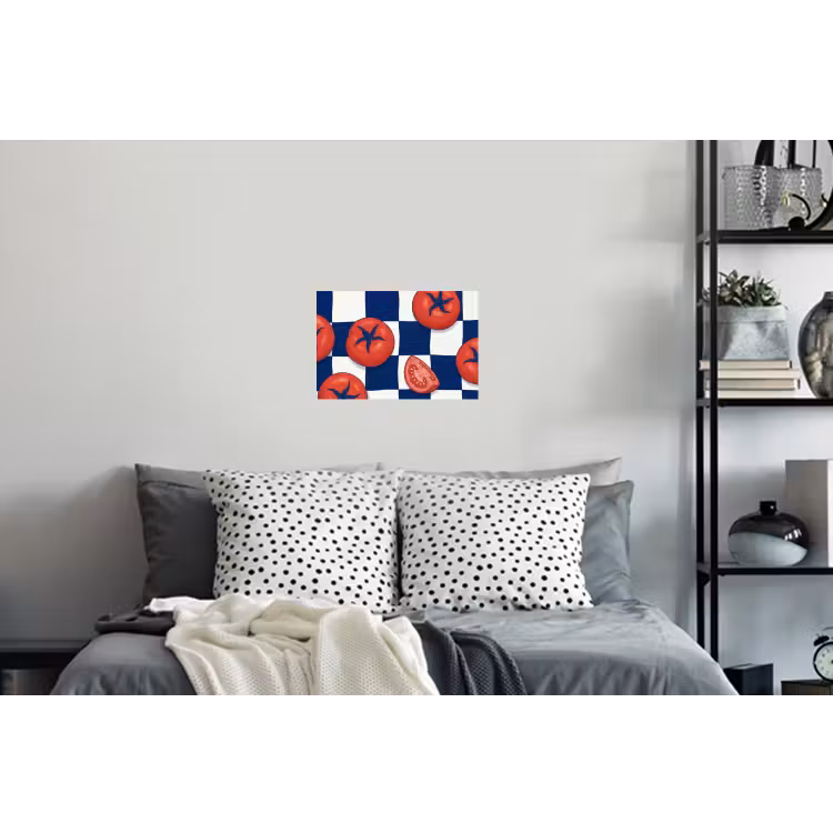 Eten - Tomaten - Keuken - Illustratie - Rood-Blauw Muursticker klein -slaapkamer