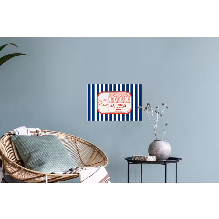 Eten - Vis - Blik - Illustratie - Rood Muursticker klein -plant