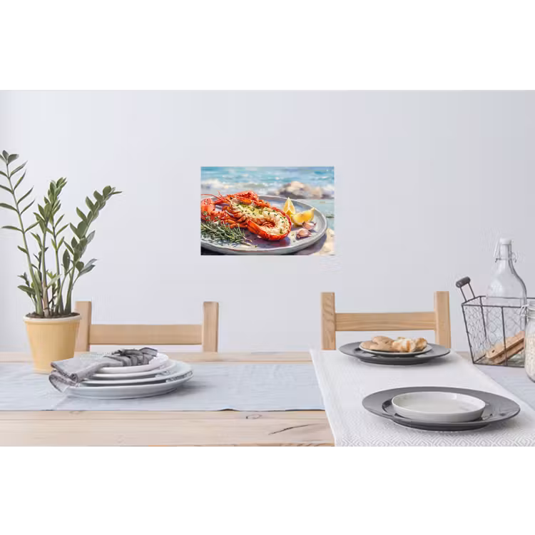 Eten - Zee - Kust - Modern - Blauw Muursticker klein -eettafel