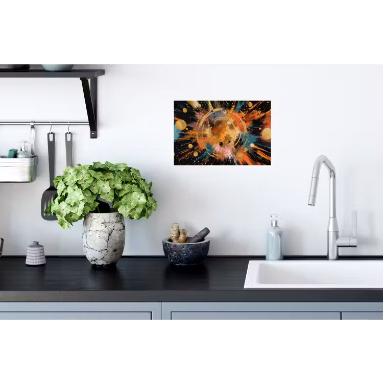 Explosie - Verfstructuur - Goud - Abstract Muursticker klein -keuken