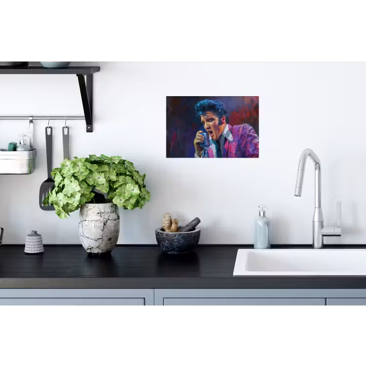 Expressief - Microfoon - Paars Muursticker klein -keuken