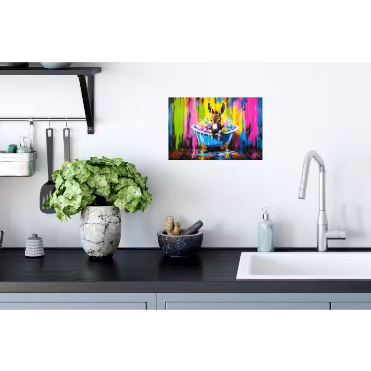 Ezel - Badkuip - Roze - Schuim Muursticker klein -keuken