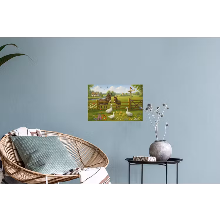 Ezels - Ganzen - Kleurrijk Muursticker klein -plant