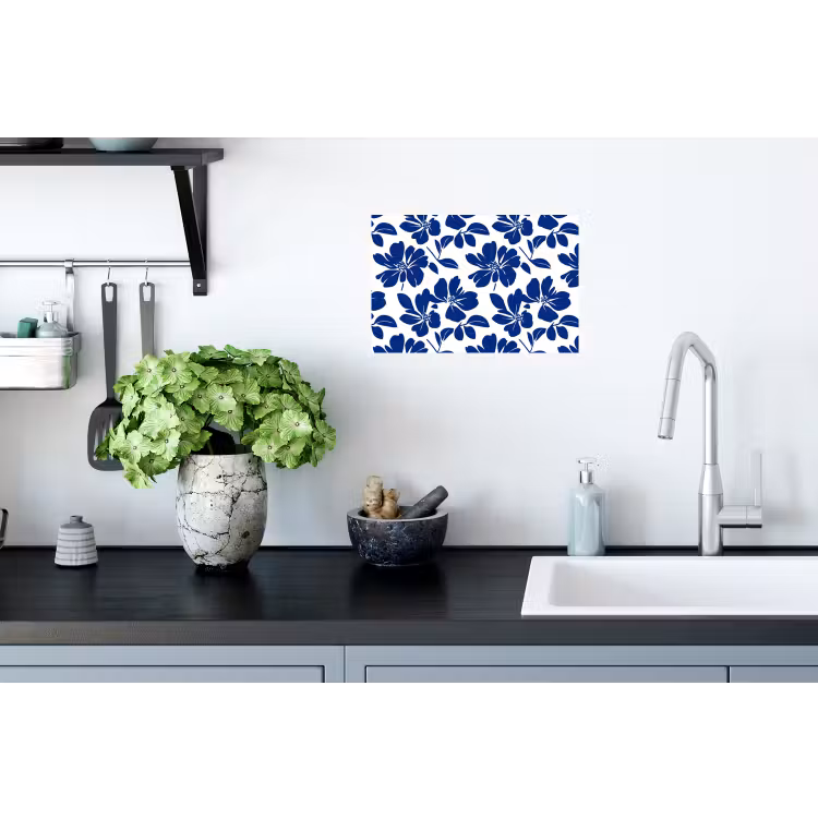 Floraal - Modern - Blauw Muursticker klein 286 -keuken