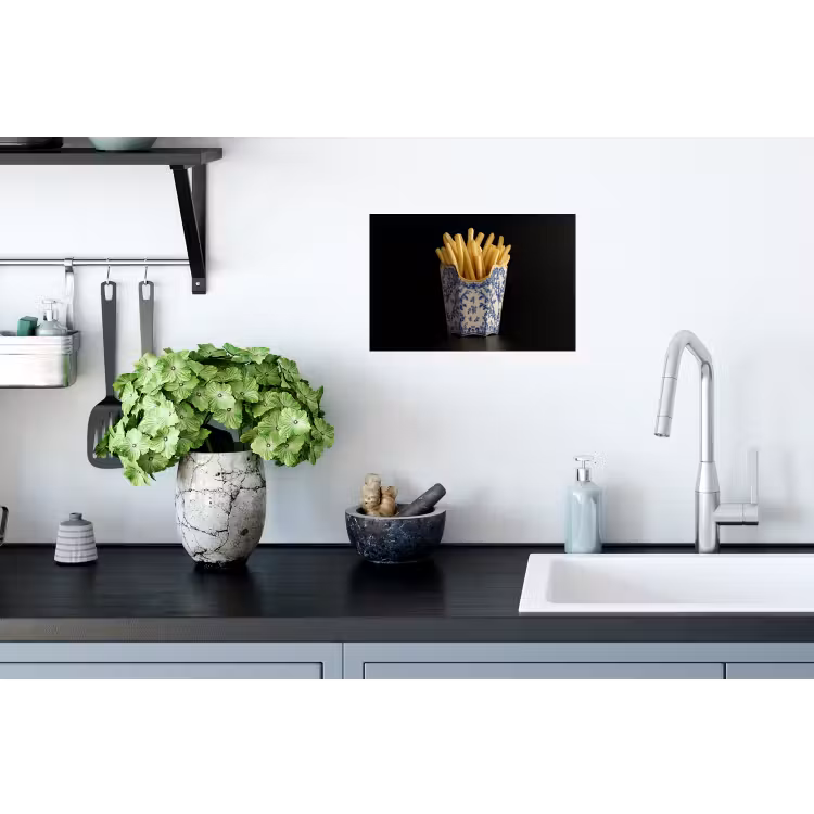 Friet - Porselein - Delfts blauw - Eten Muursticker klein -keuken