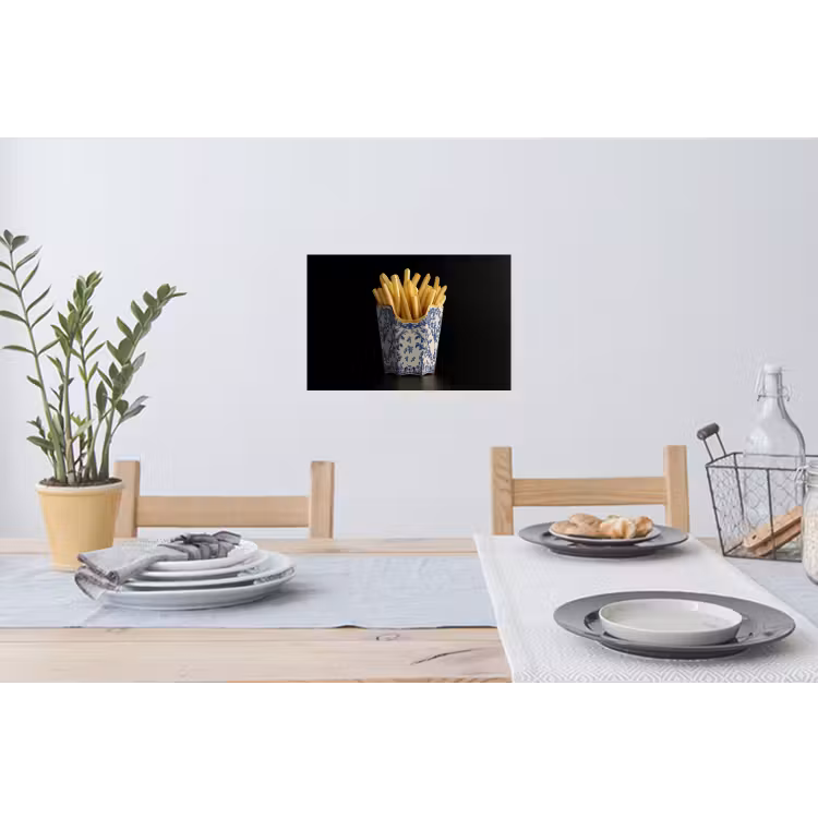 Friet - Porselein - Delfts blauw - Eten Muursticker klein -eettafel