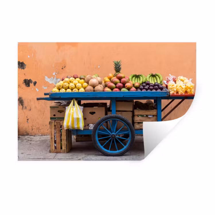 Muursticker - Fruit - Kar - Straat - Fruit - Kar - Straat Muursticker klein