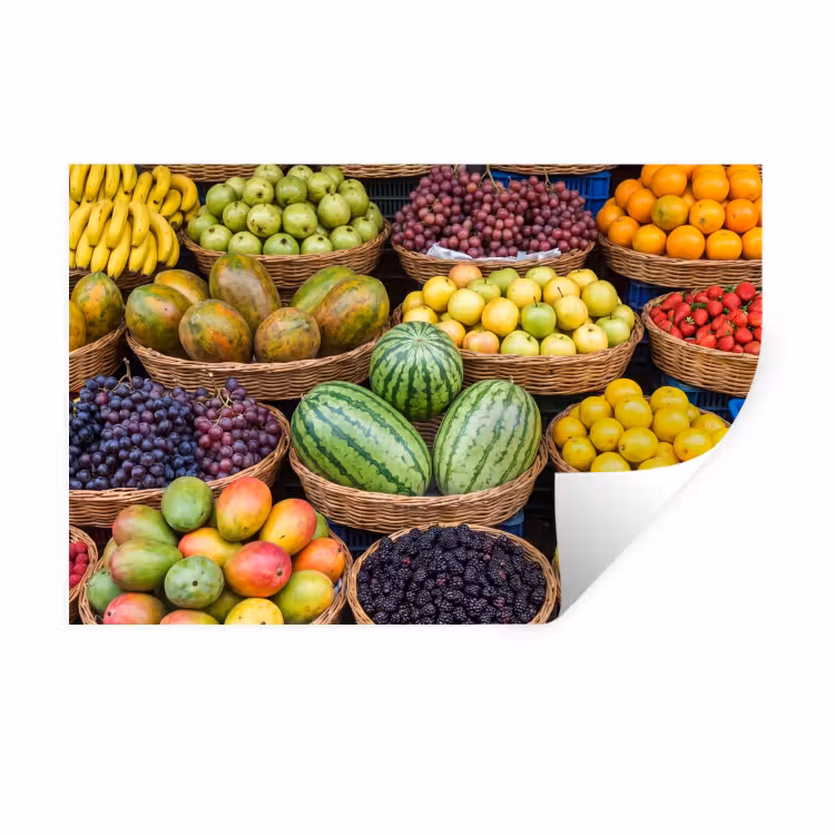 Muursticker - Fruit - Markt - Kleurrijk - Fruit - Markt - Kleurrijk Muursticker klein