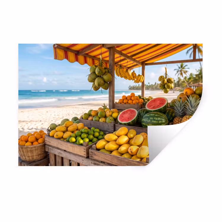 Muursticker - Fruit - Strand - Tropisch - Fruit - Strand - Tropisch Muursticker klein