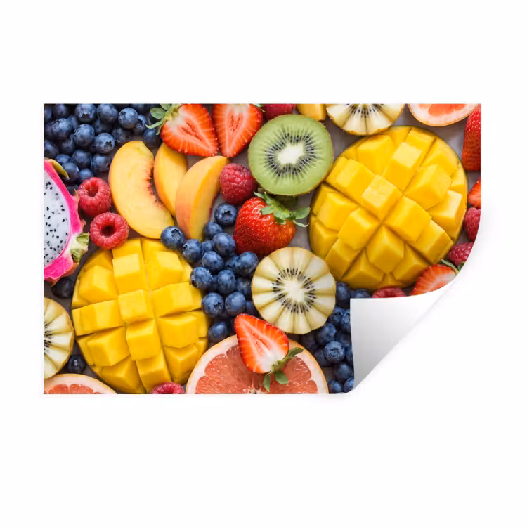 Fruit - Versneden - Kleurrijk - Eten - Gezond Muursticker klein -3d